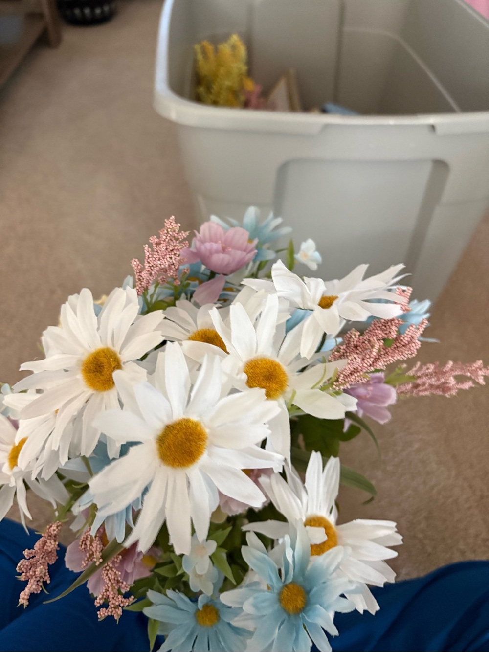 Artificial Daisy Bouquet - White & Pastel Floral Arrangement